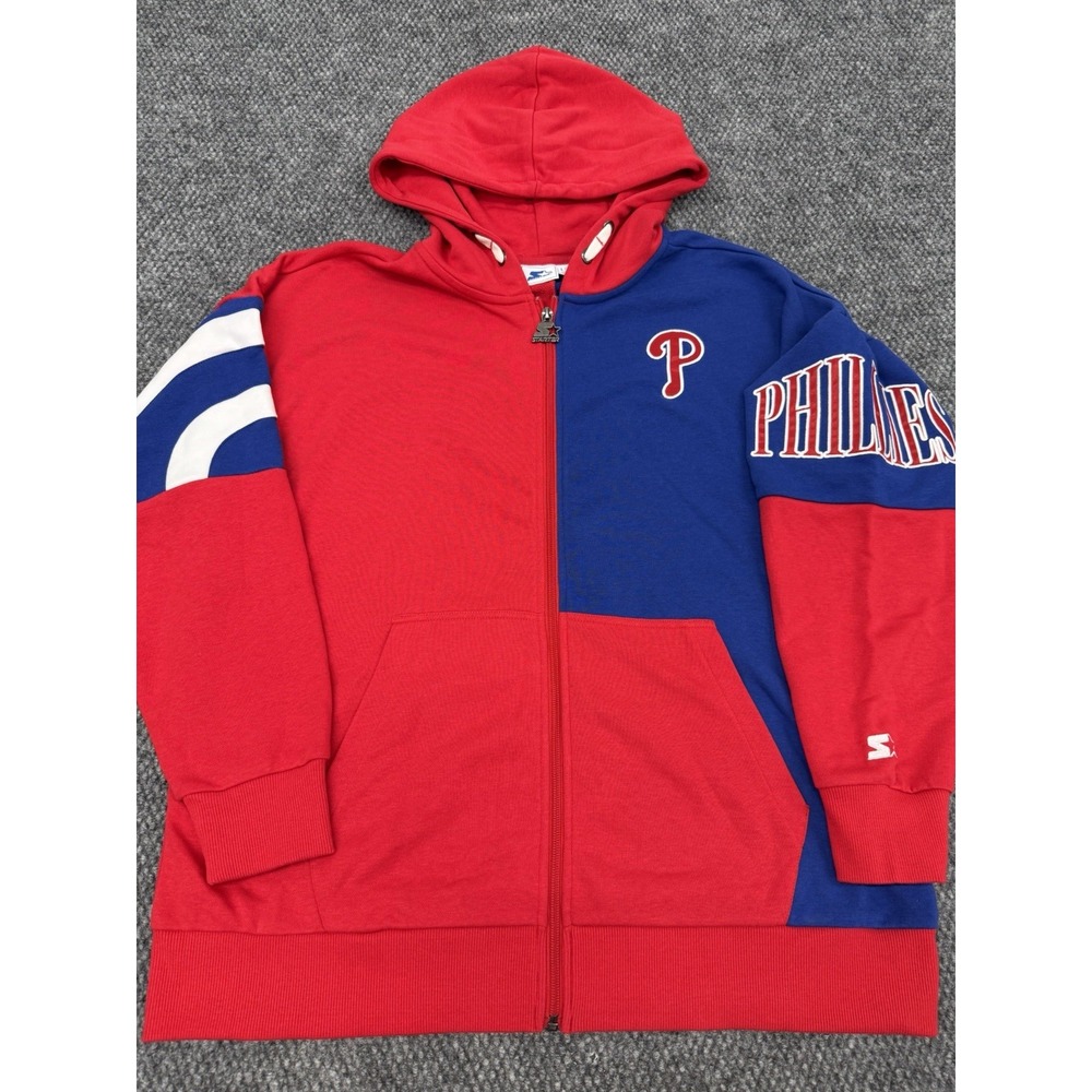 Philadelphia Phillies Women's Large STARTER Hoodie Sweatshirt ColorBlock - New